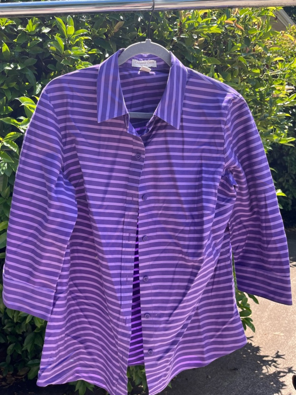 Coldwater Creek Purple Striped Men's Button-Down Shirt